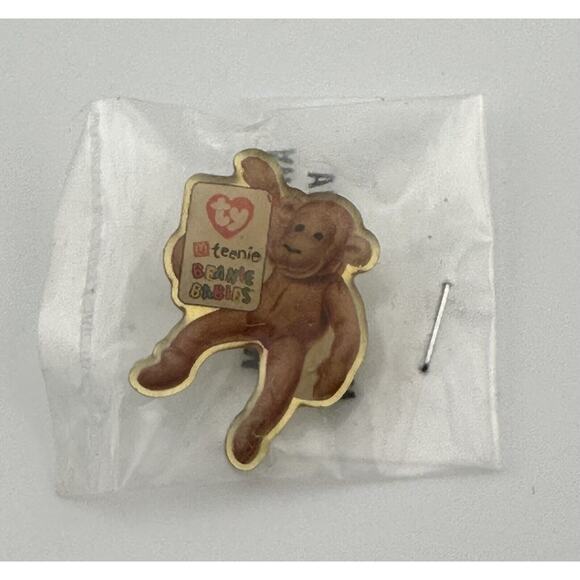 TY Pin Bongo The Monkey Teenie Beanie Babies McDonalds Crew Advertise Promo Vtg - Picture 1 of 3